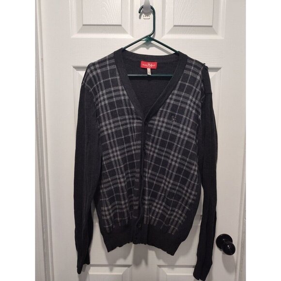 Marc Ecko Cut And Sew Cardigan Black Gray‎ Size XL 100 % Authentic - Picture 1 of 11